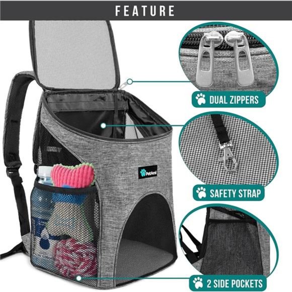 Small Dogs and Cat Backpack Carrier, Airline Approved Pet Backpack Carrier - Picture 3 of 8